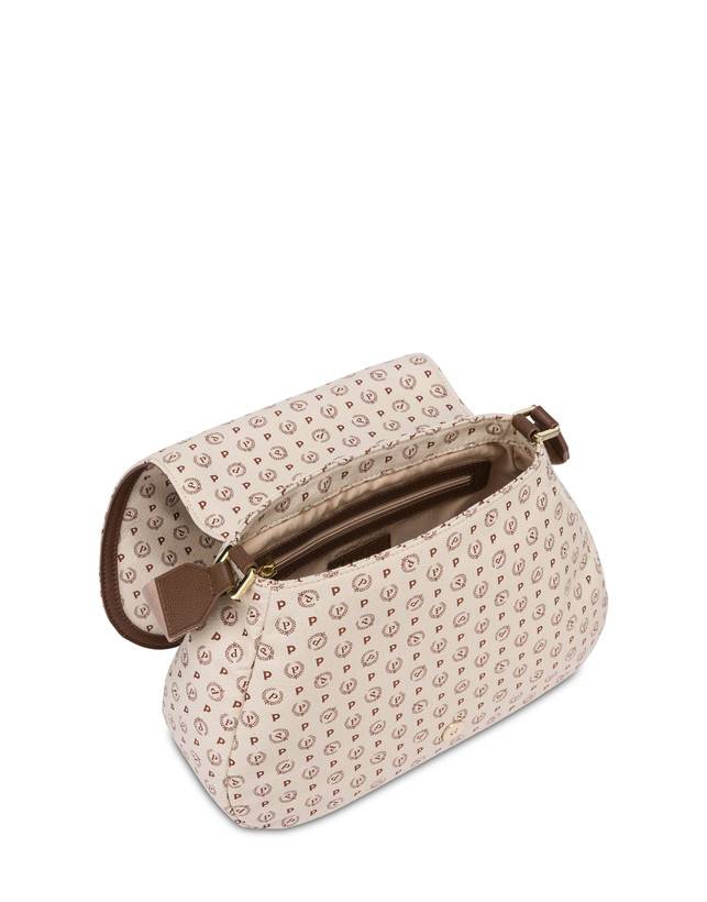 Pollini Borsa A Tracolla Heritage Denim Jacquard Avorio/marrone Only for today