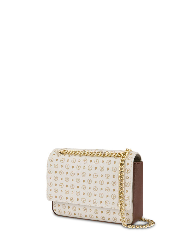 Pollini Borsa A Spalla Con Catena Heritage Logo Classic Avorio/marrone Super sconto