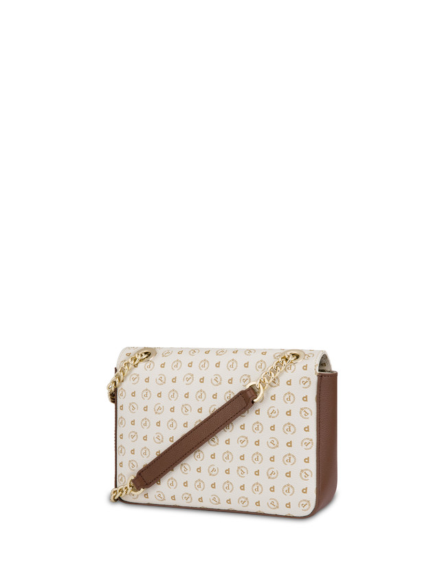 Pollini Borsa A Spalla Con Catena Heritage Logo Classic Avorio/marrone Super sconto