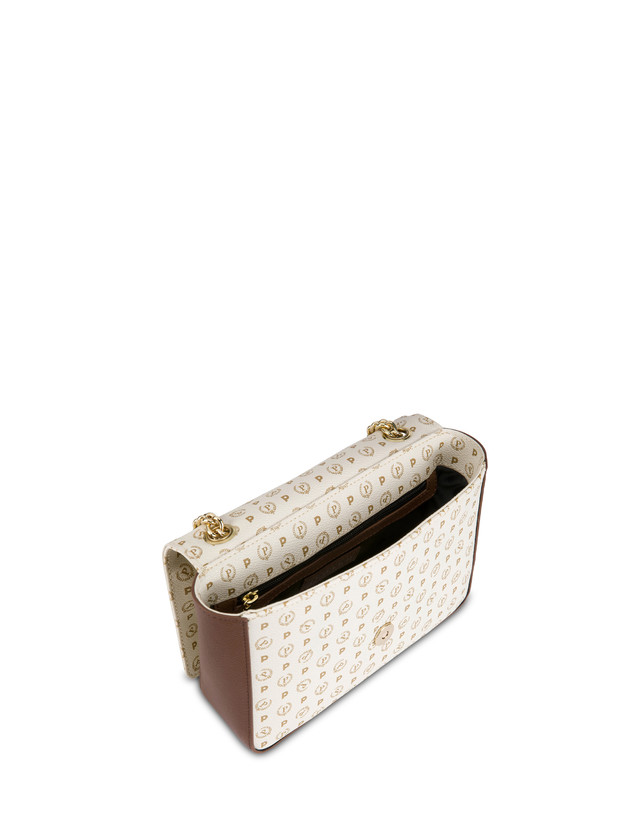 Pollini Borsa A Spalla Con Catena Heritage Logo Classic Avorio/marrone Super sconto