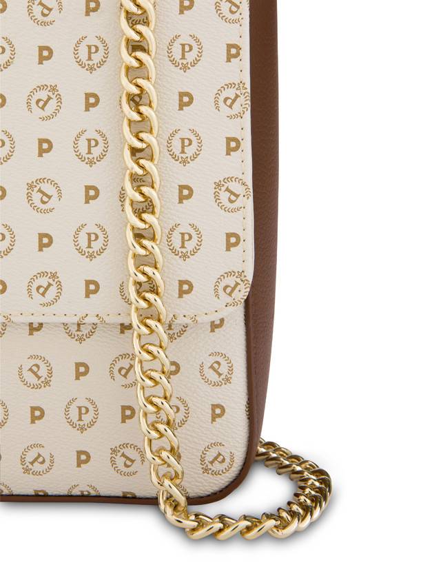 Pollini Borsa A Spalla Con Catena Heritage Logo Classic Avorio/marrone Trasporto libero internazionale