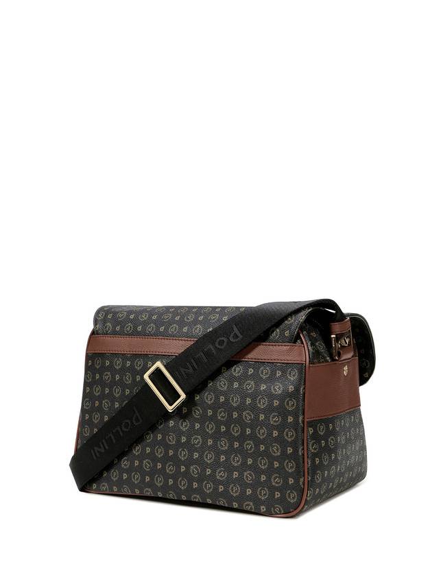 Pollini Borsa A Spalla Multitasche Heritage Logo Classic Nero/marrone Black Friday Prezzi