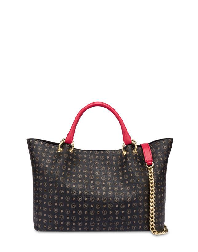 Pollini Borsa Doppio Manico In Pvc Heritage Logo Classic Nero/lacca 50% di sconto per tempo limitato