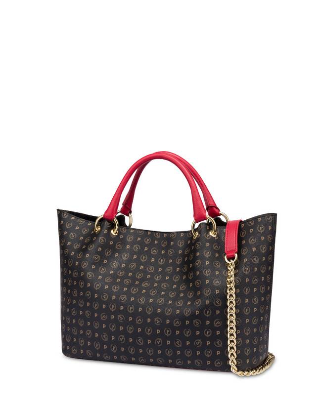 Pollini Borsa Doppio Manico In Pvc Heritage Logo Classic Nero/lacca 50% di sconto per tempo limitato