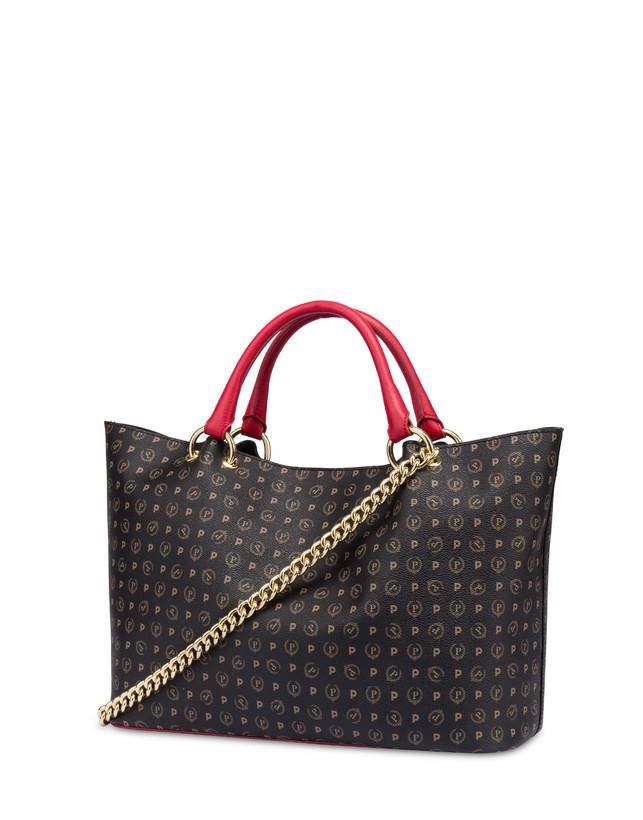 Pollini Borsa Doppio Manico In Pvc Heritage Logo Classic Nero/lacca 50% di sconto per tempo limitato