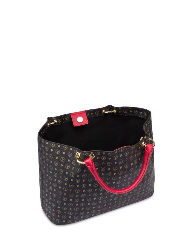 Pollini Borsa Doppio Manico In Pvc Heritage Logo Classic Nero/lacca 50% di sconto per tempo limitato
