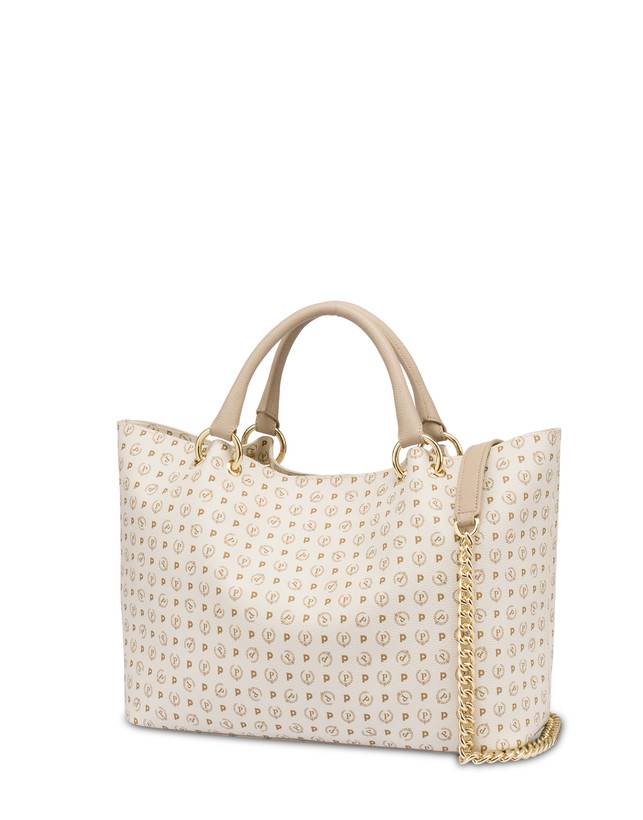 Pollini Borsa Doppio Manico In Pvc Heritage Logo Classic Avorio/ghiaccio Sconti questo mese