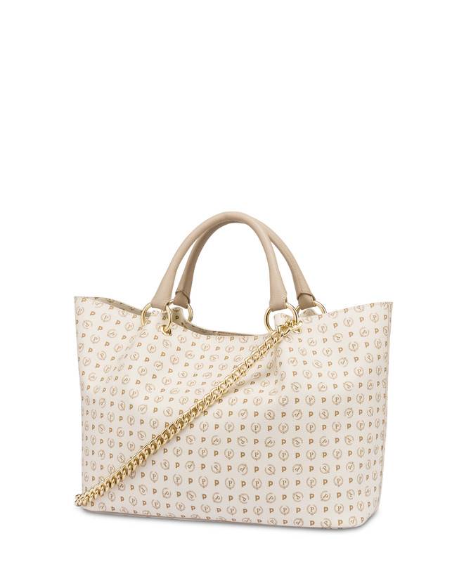 Pollini Borsa Doppio Manico In Pvc Heritage Logo Classic Avorio/ghiaccio Sconti questo mese
