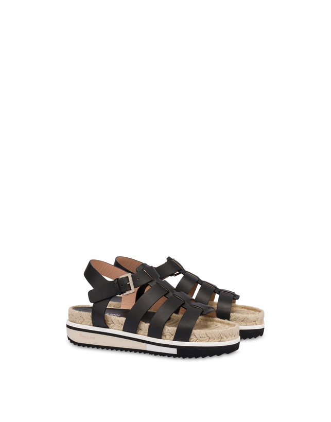 Pollini Sandali Fussbett In Vacchetta Flower Garden Nero Italia