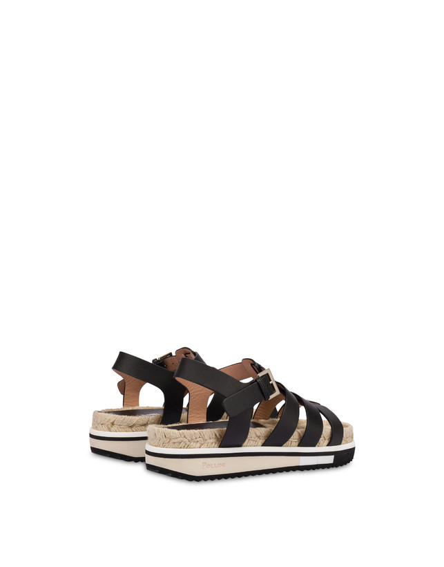 Pollini Sandali Fussbett In Vacchetta Flower Garden Nero Italia