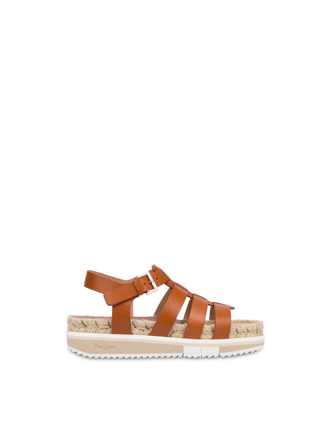 Pollini Sandali Fussbett In Vacchetta Flower Garden Wood In Linea
