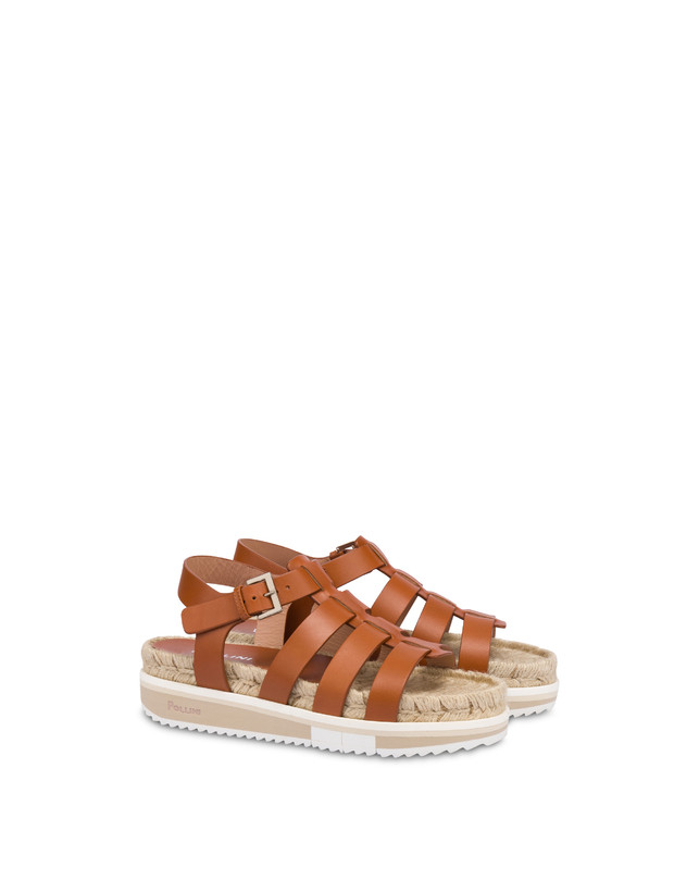 Pollini Sandali Fussbett In Vacchetta Flower Garden Wood In Linea