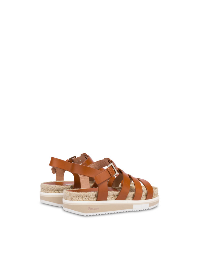 Pollini Sandali Fussbett In Vacchetta Flower Garden Wood In Linea