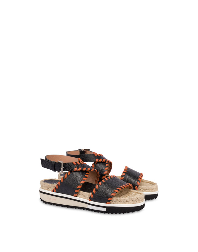 Pollini Sandali Fussbett In Vitello Decorato Flower Garden Nero/wood Nuovo