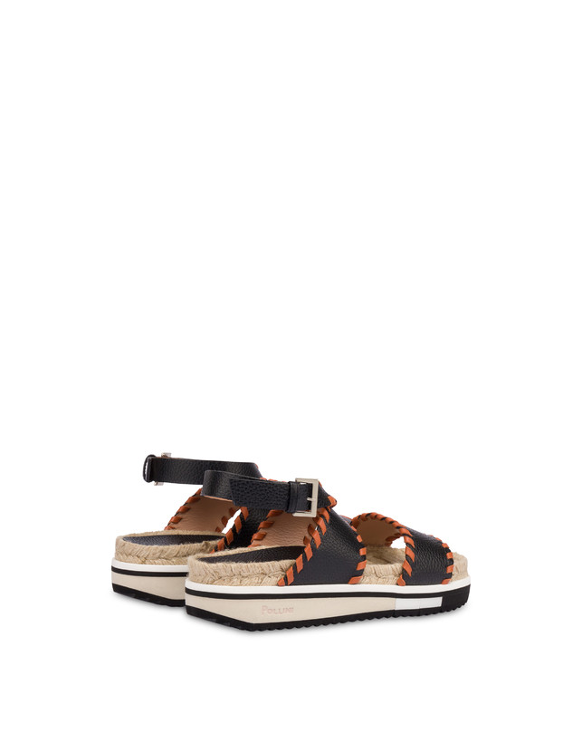 Pollini Sandali Fussbett In Vitello Decorato Flower Garden Nero/wood Nuovo
