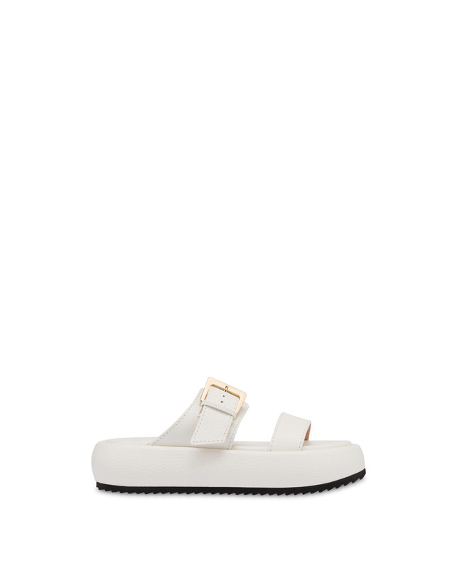 Pollini Sandali Flatform In Vitello Bottalato Ethos Bianco Vendita