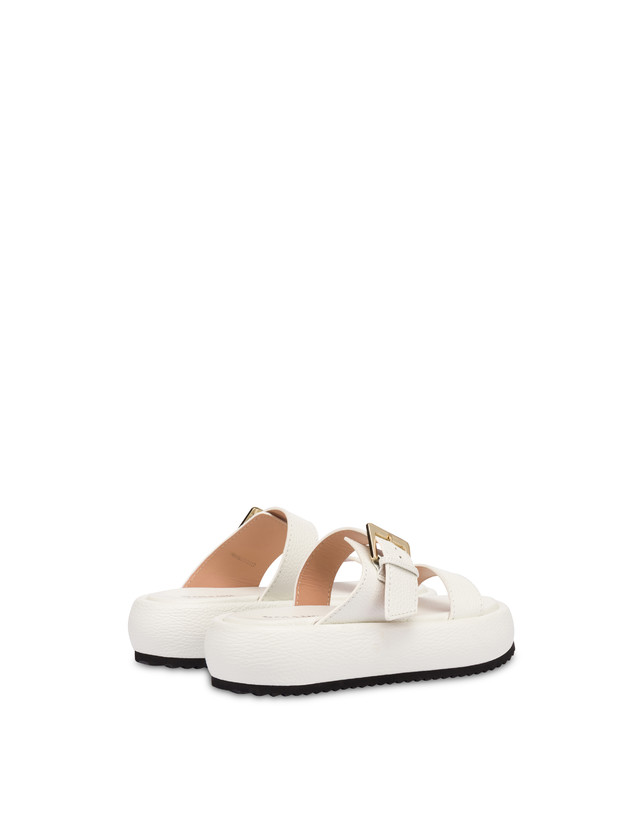 Pollini Sandali Flatform In Vitello Bottalato Ethos Bianco Vendita