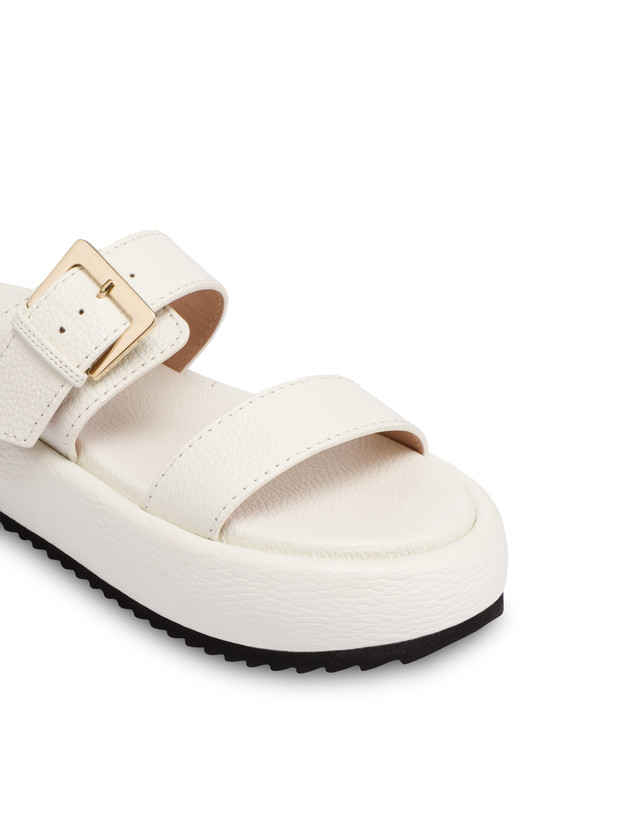 Pollini Sandali Flatform In Vitello Bottalato Ethos Bianco Vendita