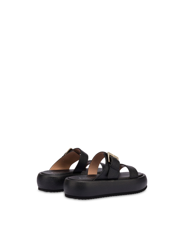 Pollini Sandali Flatform In Vitello Bottalato Ethos Nero Promozione
