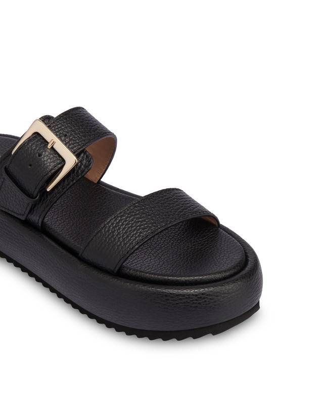 Pollini Sandali Flatform In Vitello Bottalato Ethos Nero Promozione