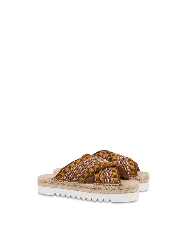 Pollini Sandali Espadrillas In Tessuto Intrecciato Summer Time Wood Qualità Garantita