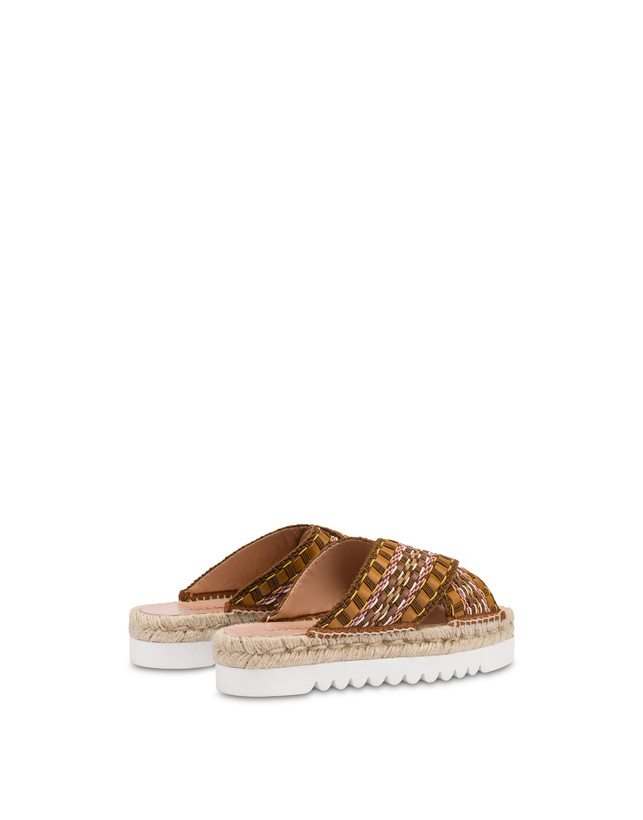 Pollini Sandali Espadrillas In Tessuto Intrecciato Summer Time Wood Qualità Garantita