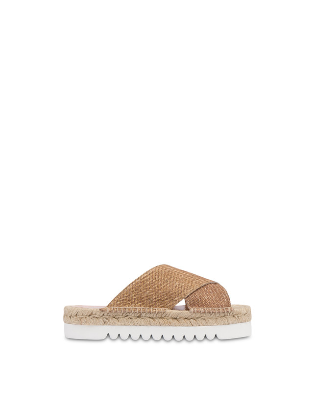Pollini Sandali Espadrillas In Vitello Stampa Intreccio Summer Time Wood-oro Negozi Online