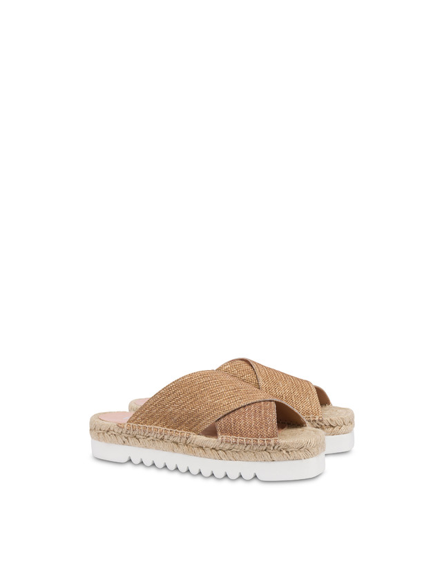 Pollini Sandali Espadrillas In Vitello Stampa Intreccio Summer Time Wood-oro Negozi Online