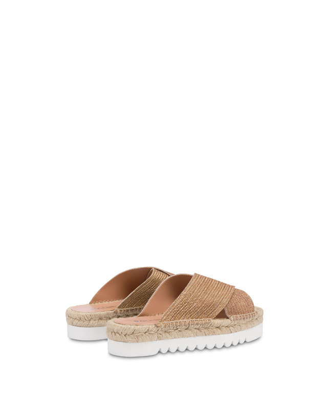 Pollini Sandali Espadrillas In Vitello Stampa Intreccio Summer Time Wood-oro Negozi Online