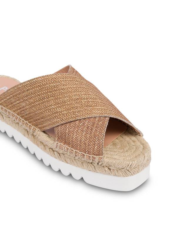 Pollini Sandali Espadrillas In Vitello Stampa Intreccio Summer Time Wood-oro Negozi Online