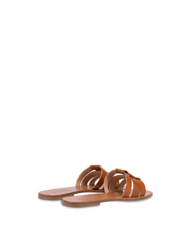 Pollini Sandali Flat In Vacchetta Sahara Wood Consegna Veloce