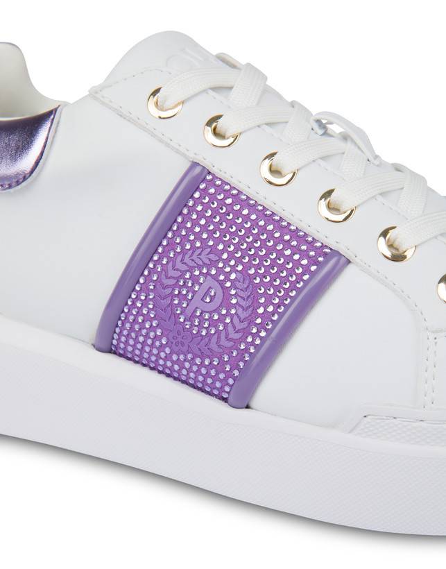 Pollini Sneakers Con Strass Diamond Carrie Bianco/iris Affare Del Giorno