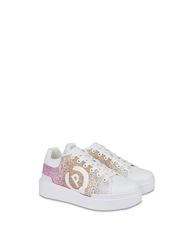 Pollini Sneakers Con Strass Degradé Bling Carrie Bianco/bianco Prezzo Ridotto
