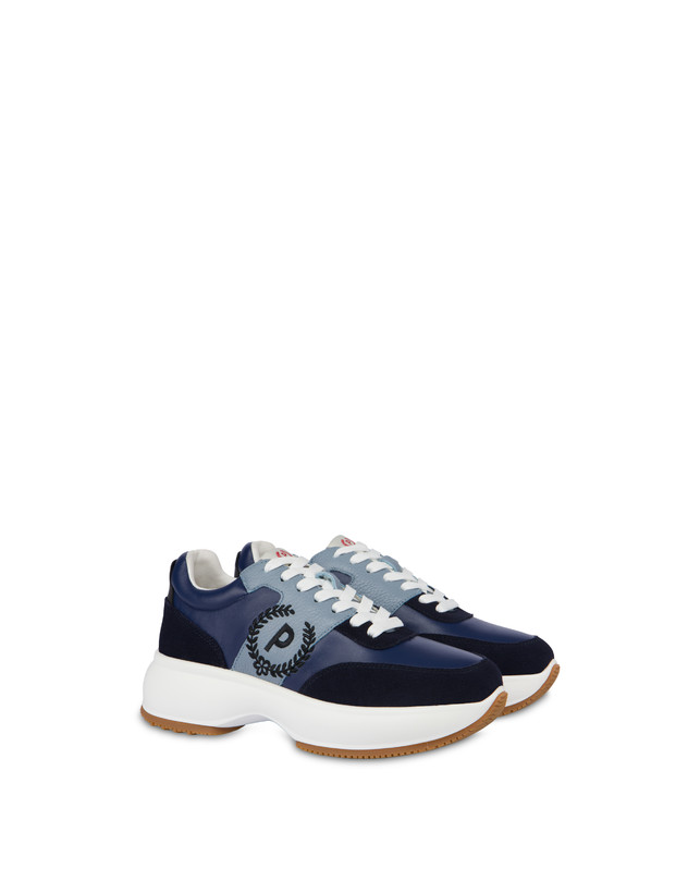 Pollini Sneakers In Vitello E Crosta Emily Navy/navy/sky/nero Sottocosto