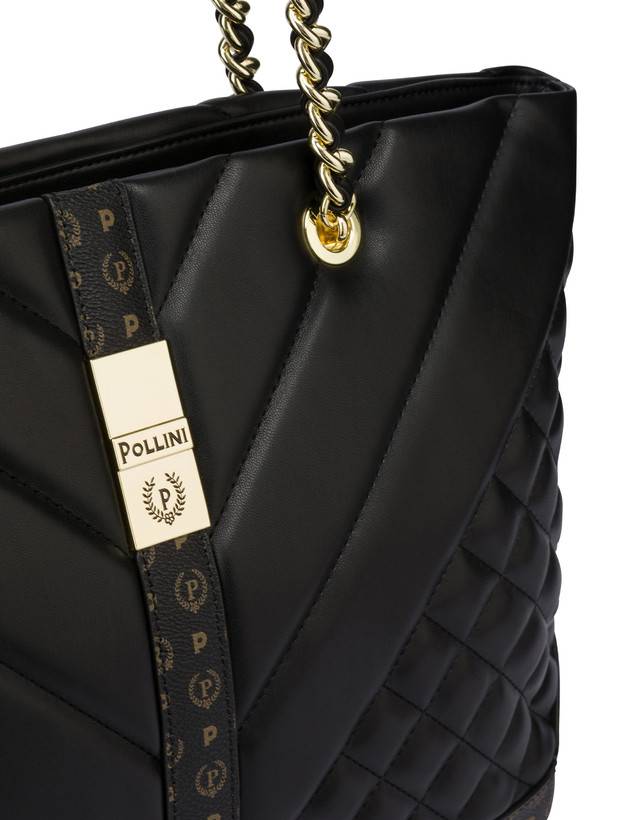 Pollini Tote Bag Matelassé Backgammon Nero/nero Economico