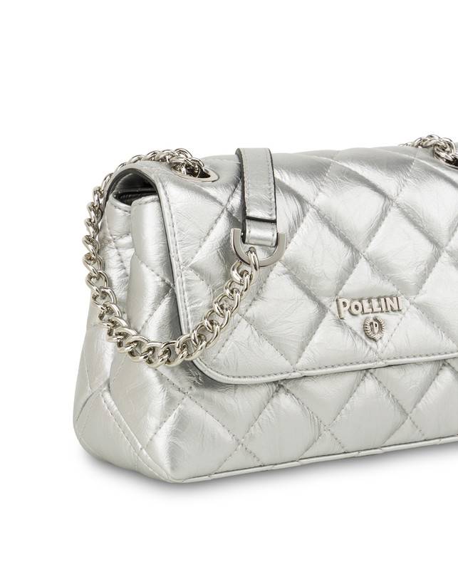 Pollini Borsa A Spalla Matelassé Waltzer Night Argento Saldi