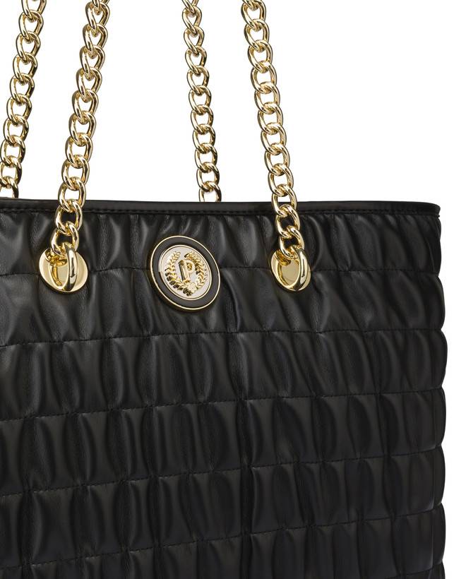 Pollini Borsa Doppio Manico Wrinky Nero/nero Vendita Calda