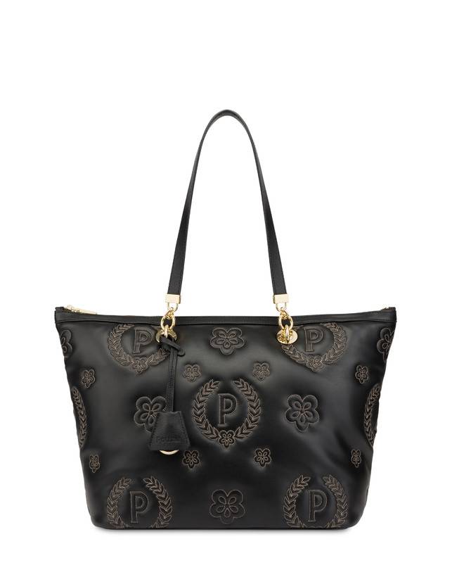Pollini Shopping Bag Con Manici Intercambiabili Puffy Heritage Nero/nero/nero Nuova