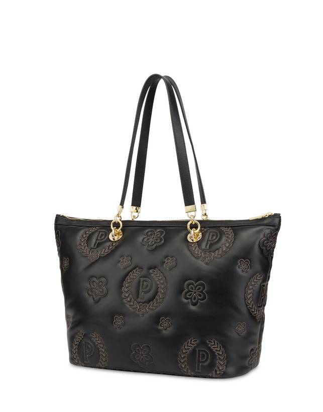 Pollini Shopping Bag Con Manici Intercambiabili Puffy Heritage Nero/nero/nero Nuova