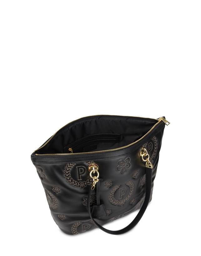 Pollini Shopping Bag Con Manici Intercambiabili Puffy Heritage Nero/nero/nero Nuova