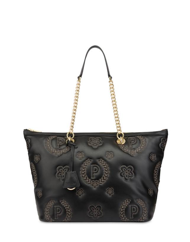 Pollini Shopping Bag Con Manici Intercambiabili Puffy Heritage Nero/nero/nero Nuova