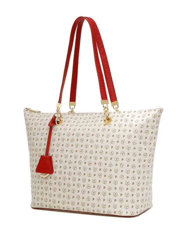 Pollini Shopping Bag Heritage Logo Classic Avorio/lacca Spedizione gratuita