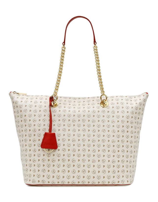 Pollini Shopping Bag Heritage Logo Classic Avorio/lacca Spedizione gratuita
