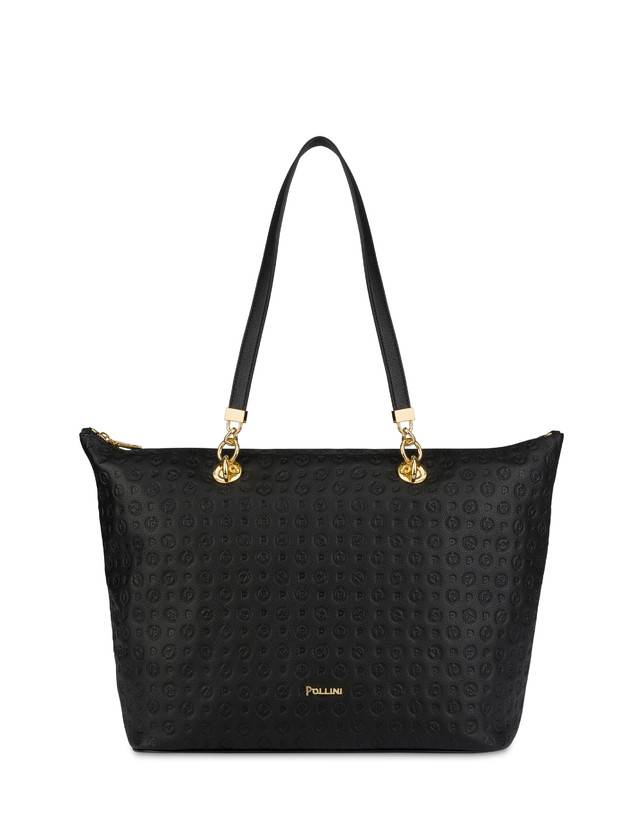 Pollini Shopping Bag Heritage Logo Embossed Nero Negozio online di fabbrica