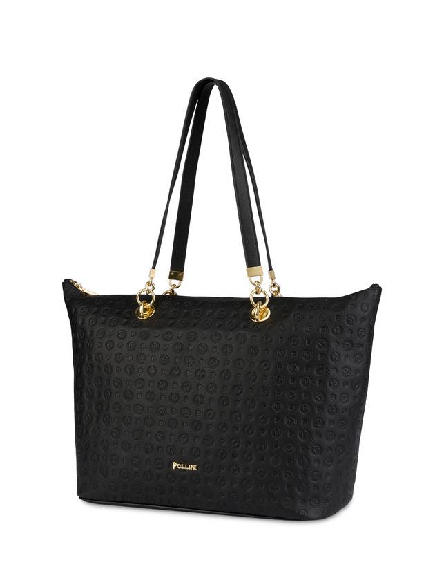 Pollini Shopping Bag Heritage Logo Embossed Nero Negozio online di fabbrica