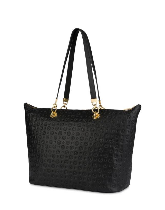 Pollini Shopping Bag Heritage Logo Embossed Nero Negozio online di fabbrica