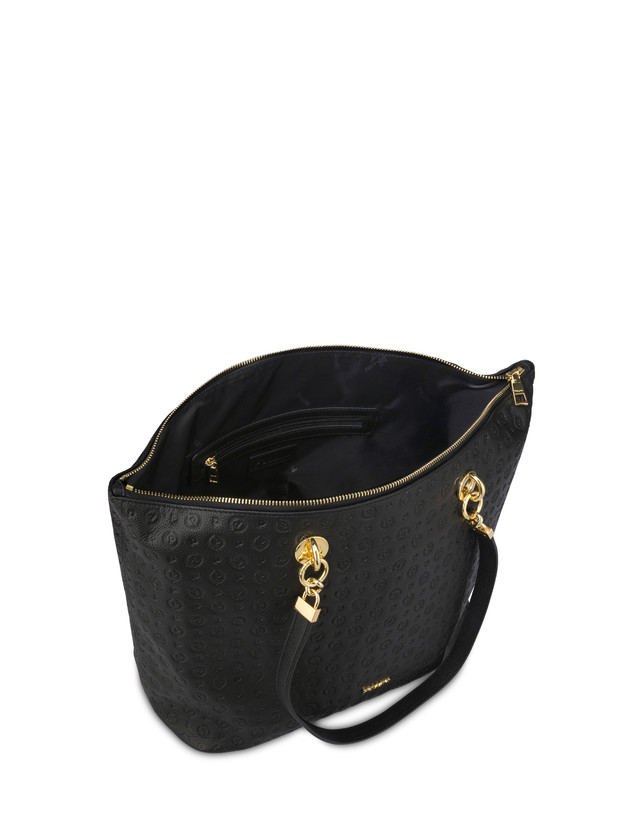 Pollini Shopping Bag Heritage Logo Embossed Nero Negozio online di fabbrica