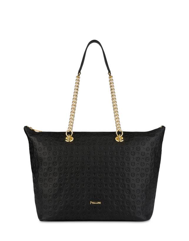 Pollini Shopping Bag Heritage Logo Embossed Nero Negozio online di fabbrica