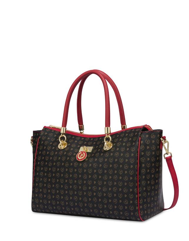 Pollini Borsa Doppio Manico Heritage Logo Classic Nero/lacca Comprare a buon mercato