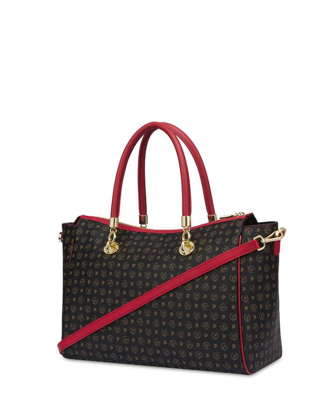 Pollini Borsa Doppio Manico Heritage Logo Classic Nero/lacca Comprare a buon mercato